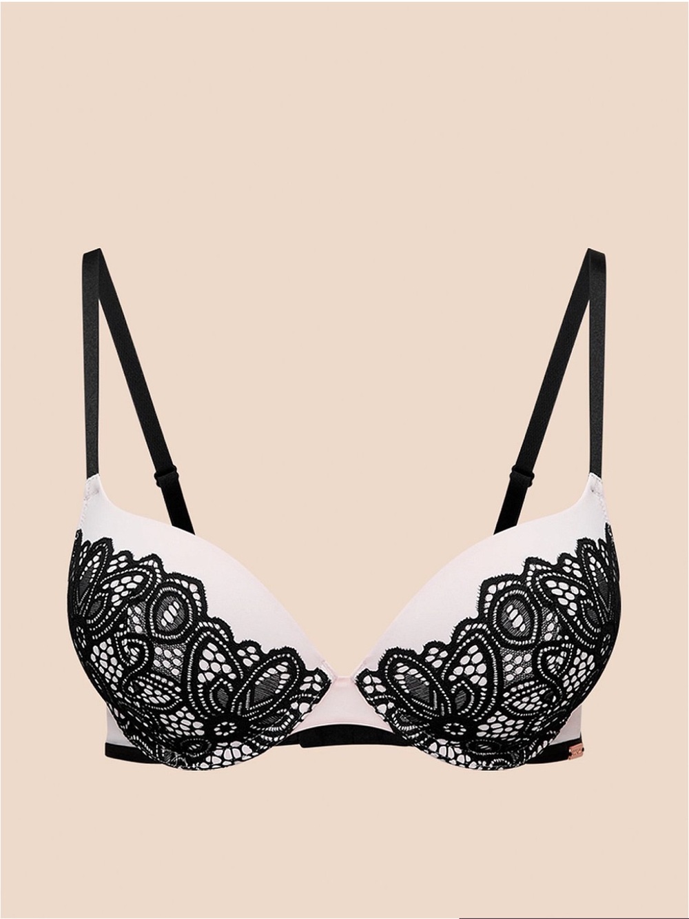 Adore Me Dara Plunge Bra Light Pink Lace-Accent Push-Up Bra